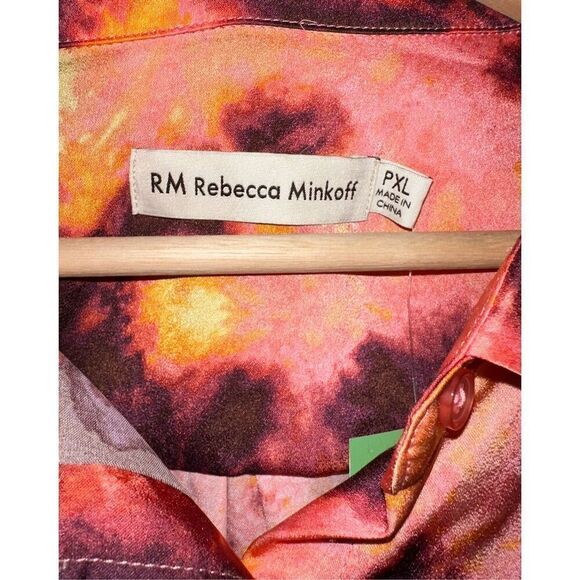 Rebecca Minkoff Women’s Sunset Blouse PL Petite Large Orange Tie Dye NWT - Picture 4 of 4